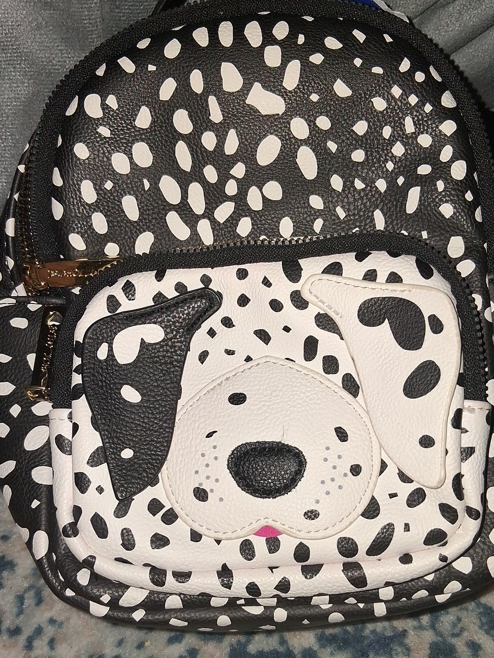 Betsey Johnson Black & White Dalmatian Face Mini Backpack